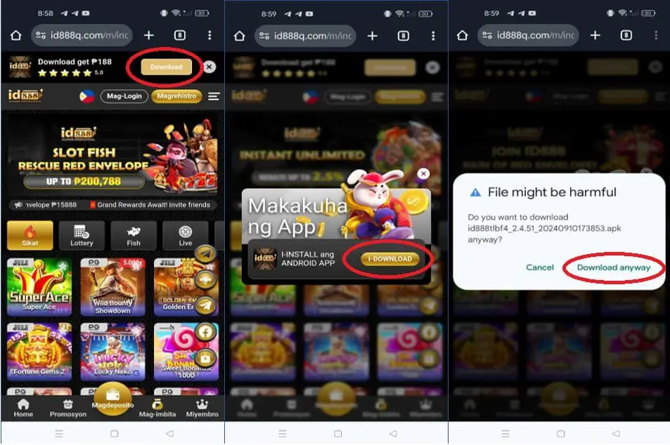 Download App - ID888 No.1 Online Casino Philippines 3 Paano I-download ang ID888 App sa Android